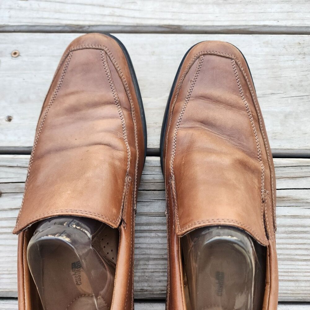 Clarks Collection Shoes Men Sz 12M Brown Leather Slip On Dress Soft Cushion